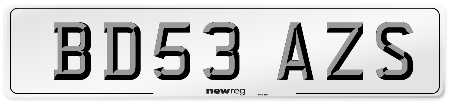 BD53 AZS Number Plate from New Reg